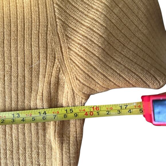 J. Crew Dress Women Size Medium Mustard Yellow Wool Bodycon Mock Neck - Picture 5 of 5